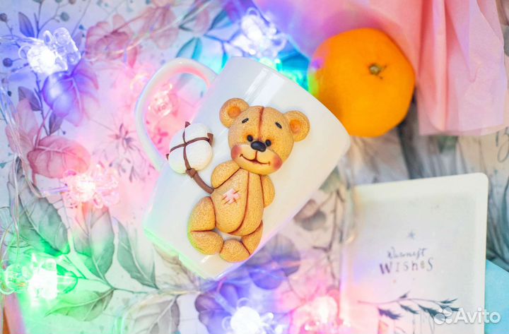 Кружка с декором из полимерной глины