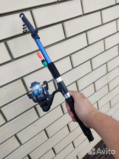 Удочка в сборе 1.8 м с поплавком катушкой леской