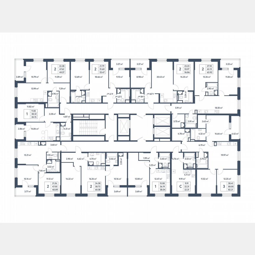 2-к. квартира, 60,6 м², 3/25 эт.