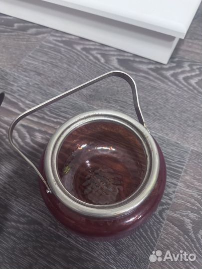 Сахарница цветное стекло СССР