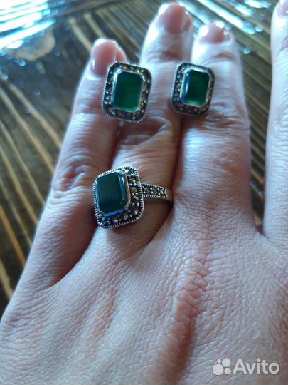 Серебряные серьги+кольца