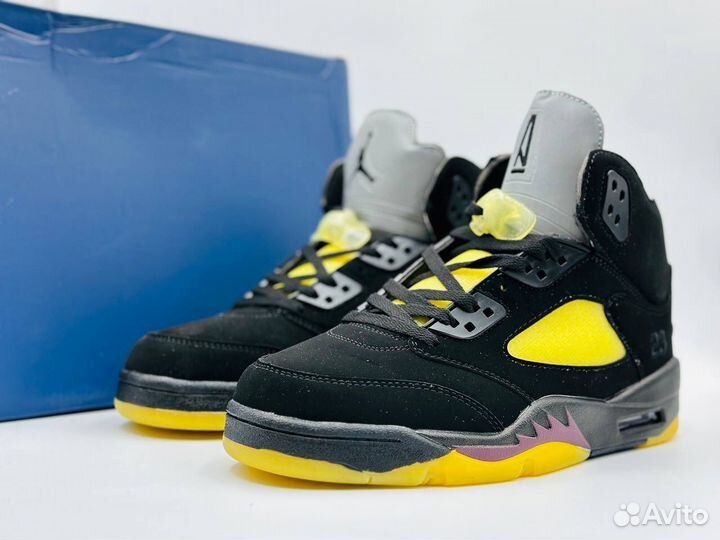 Кроссовки air Jordan 5 black/yellow