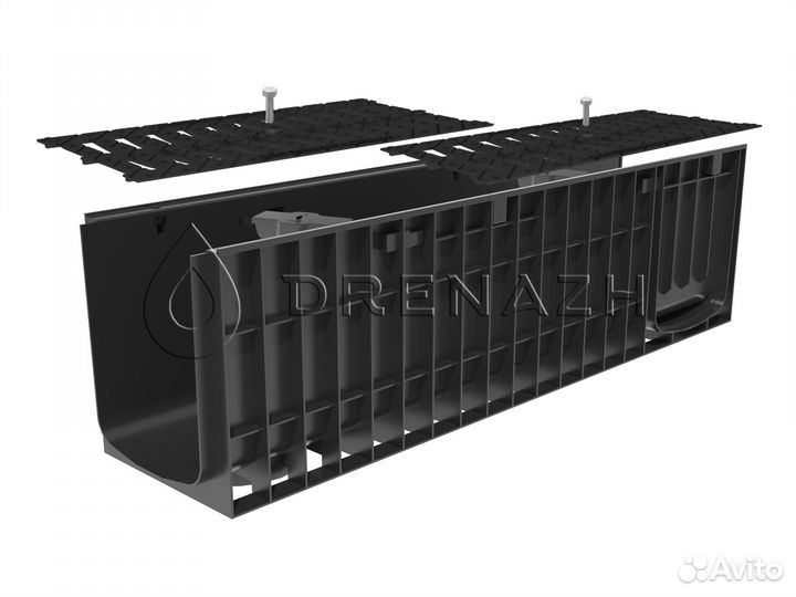 Дренажный лоток 285мм + чугунная решетка Gidrolica