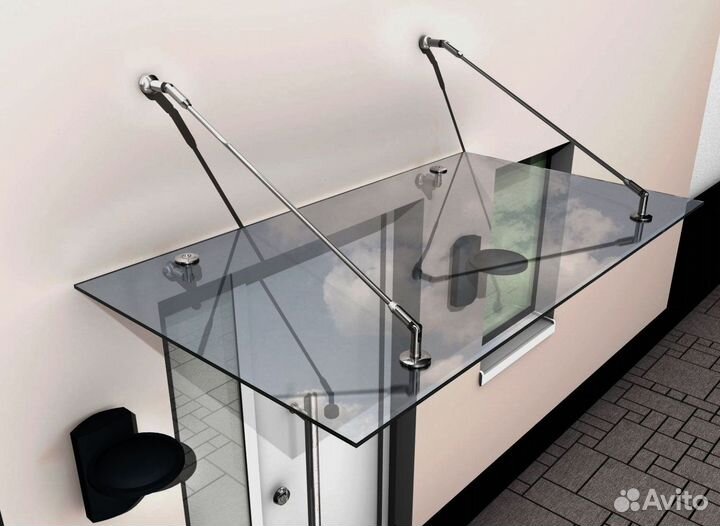 Козырек из стекла на подвесах