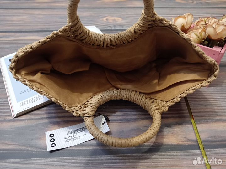 Сумка-мини соломенная с круглой ручкой женская