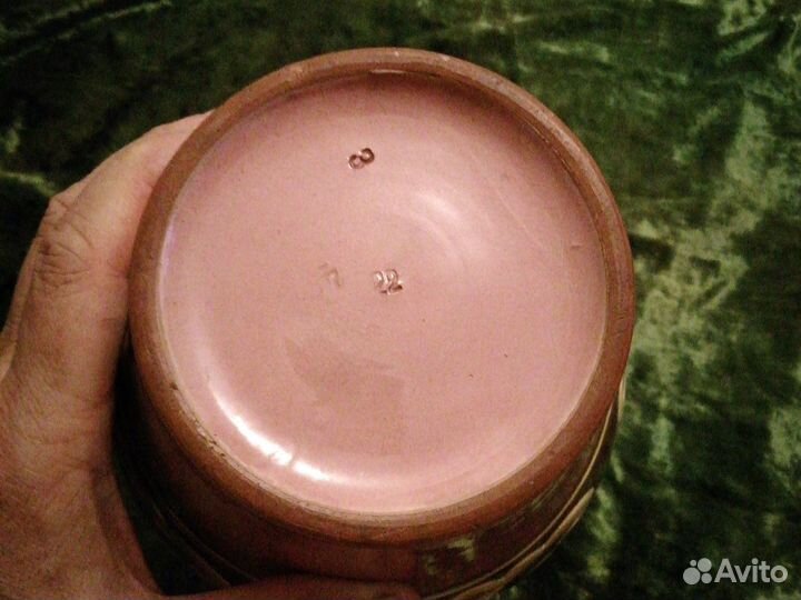 Ваза для цветов глина СССР с орнаментом