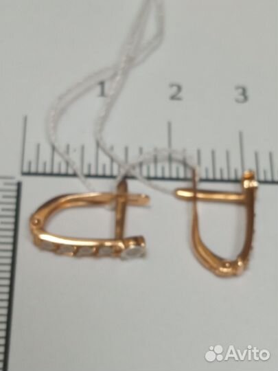 Серьги с природным камнем Золото