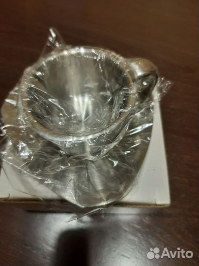 Чашка с блюдцем из нержавеющей стали(Италия)