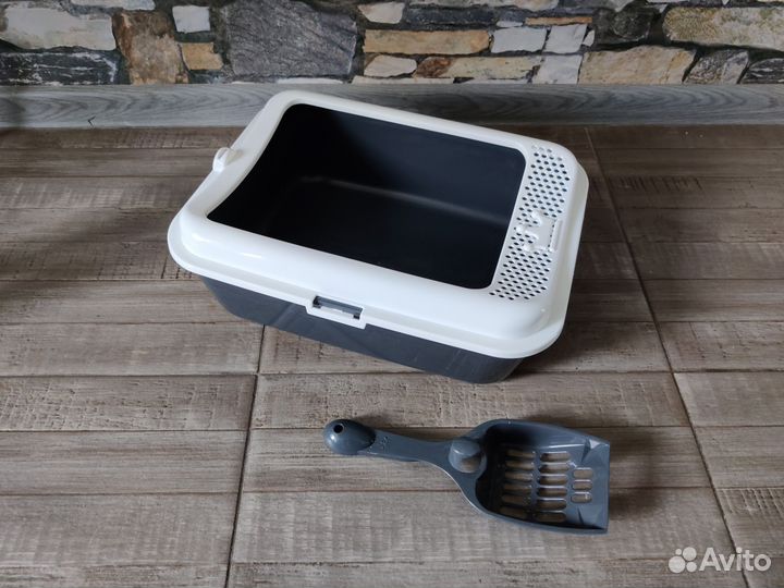 Туалет для кошек с совком,серый