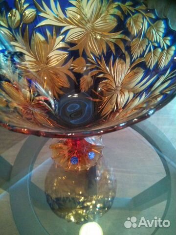 Хрустальная ваза для фруктов на ножке