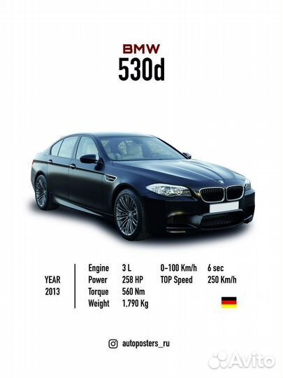 Постер на стену BMW 530d