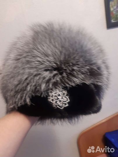 Шапка женская норка с чернобуркой