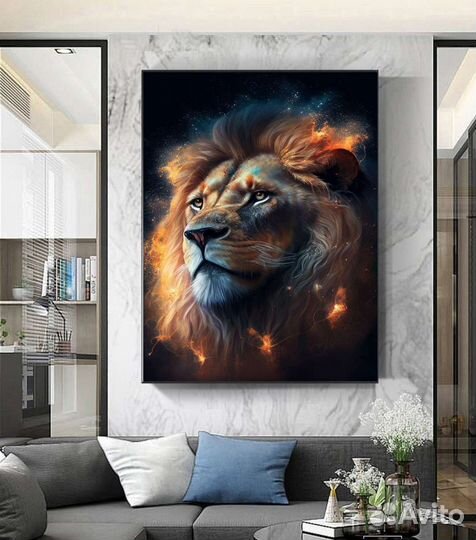 Картина маслом с животными Лев Интерьерная