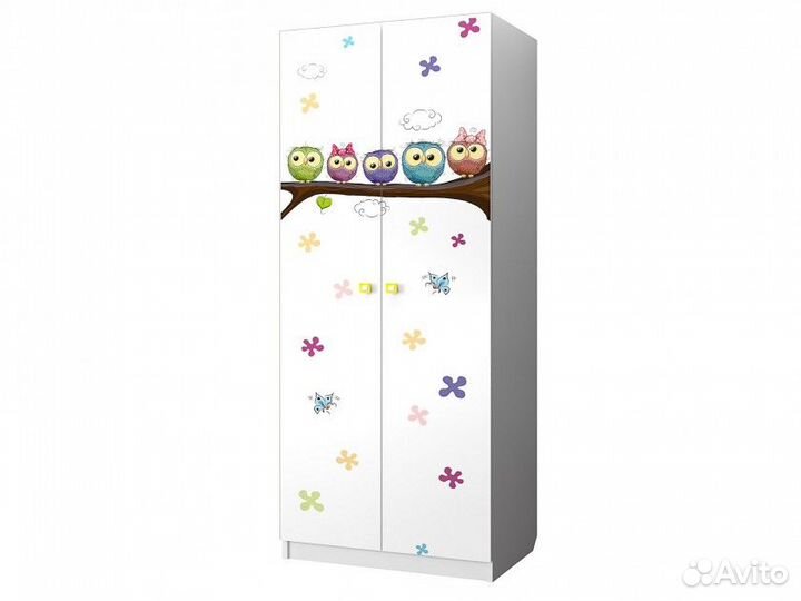 Детский шкаф Смарти Совята (штанга и полки)