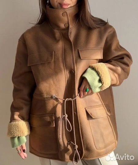 Дубленка женская двусторонняя 48