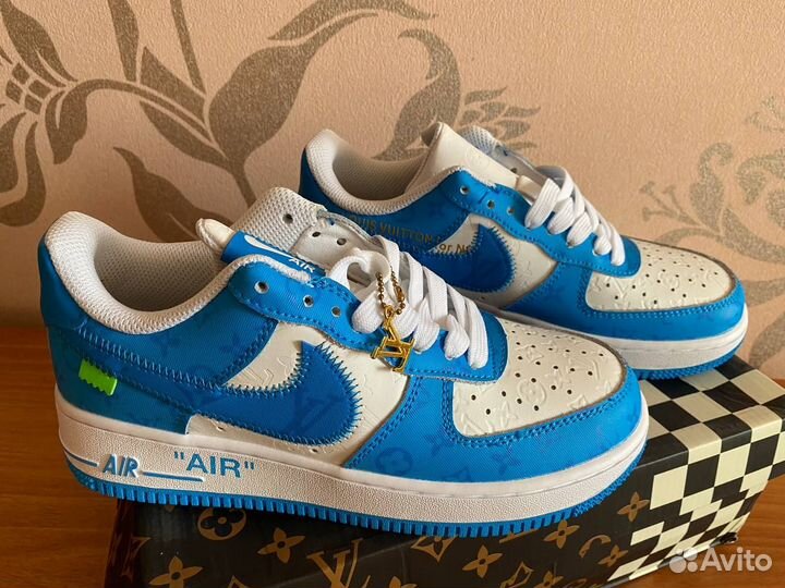 Кроccовки Nike Air Fоrсе 1 Lоuis Vuitton (Sky)
