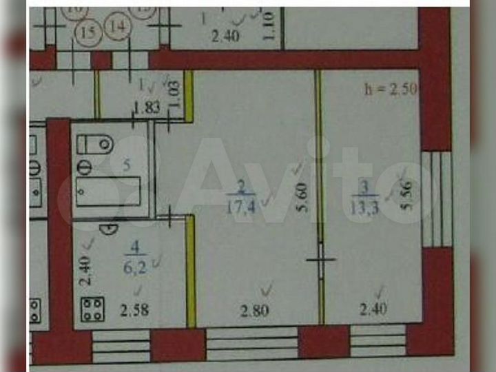 2-к. квартира, 41 м², 4/5 эт.