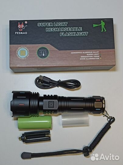 Фонарь белый лазер сверхъяркий с теплым светом