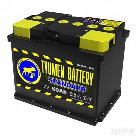 АКБ 60Аh тюмень обр.пол 6CT-60L0 tyumen battery
