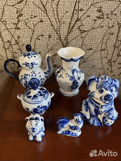 Гжель кофейник ваза сахарница новые