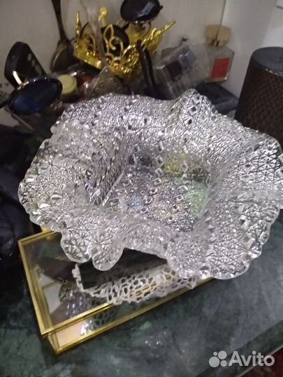 Винтаж ажурная корзинка антикварная стекло