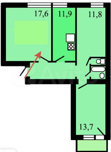 Комната 17 м² в 3-к., 5/12 эт.