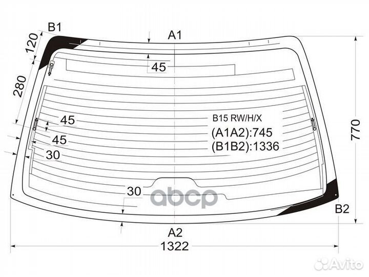 Стекло заднее (Цвет зеленый/ Обогрев/ Антенна)