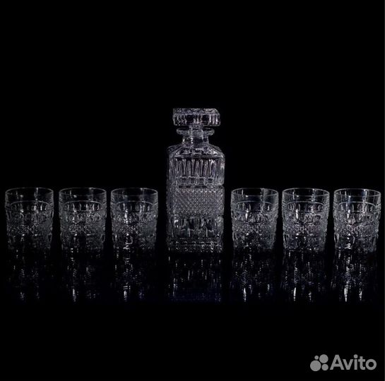 Подарочный, хрустальный штоф + 6 стаканов bohemia