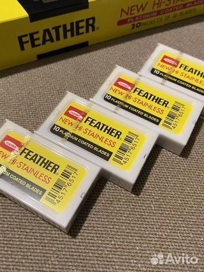 Блок лезвий Feather Platinum (200 шт) 10шт в пачке