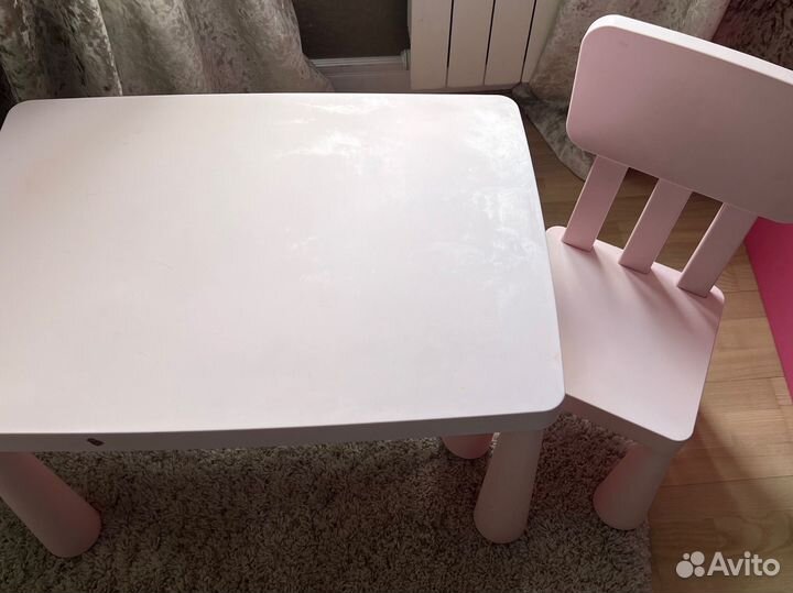 Детский стол+стул IKEA mammut розовый