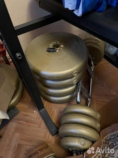 Скамья для жима со стойками и штангой бу