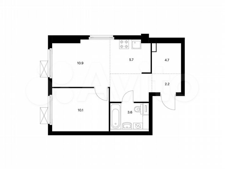 2-к. квартира, 40,7 м², 9/33 эт.
