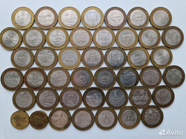 Десятирублевые монеты биметалл, два рубля монеты