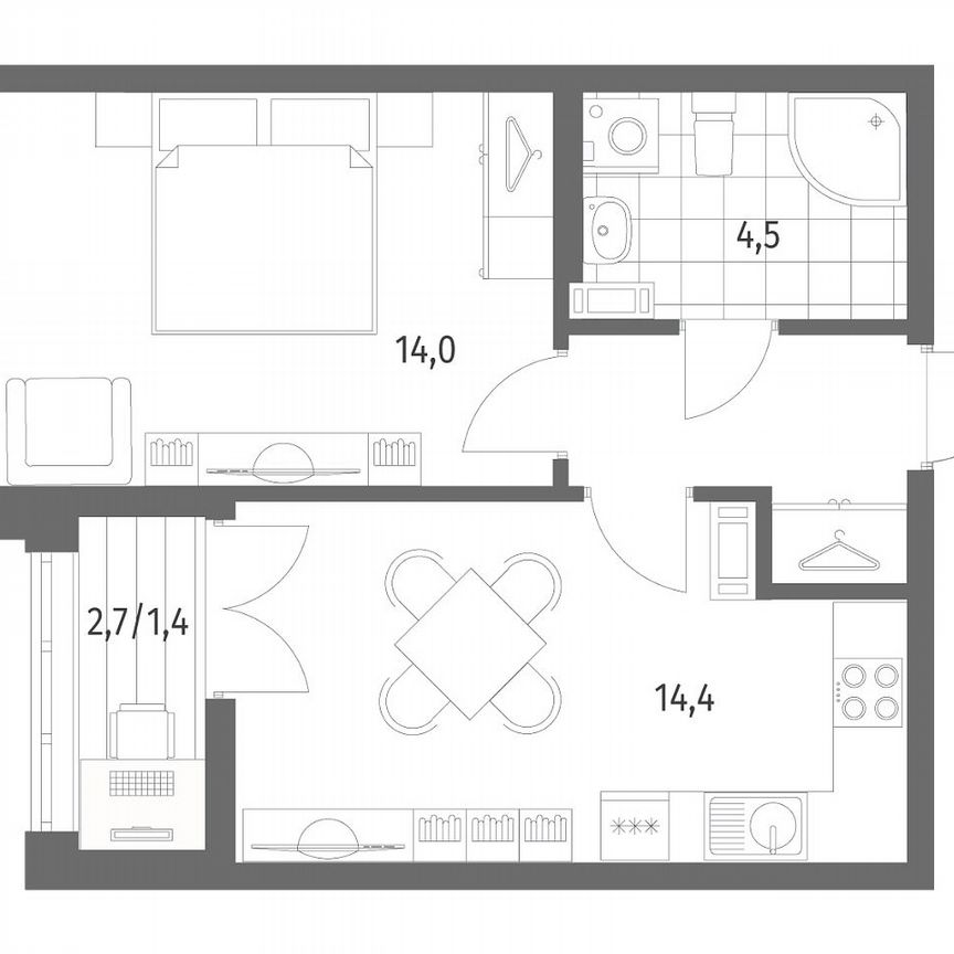 1-к. квартира, 38,5 м², 7/9 эт.