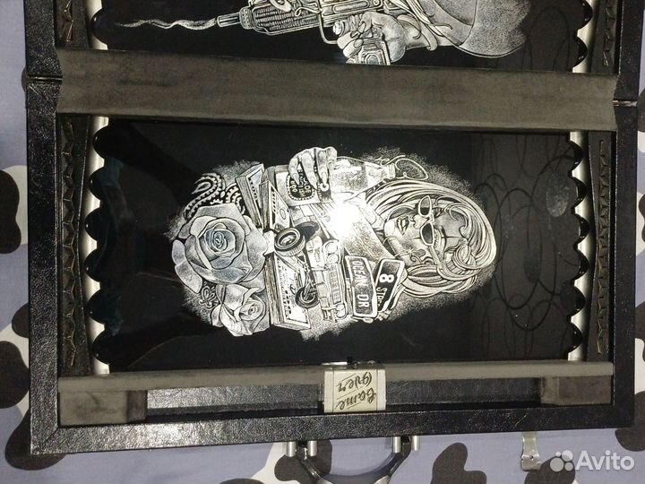 Нарды ручной работы со стеклом