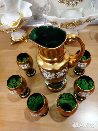 Графин со стаканами богемия