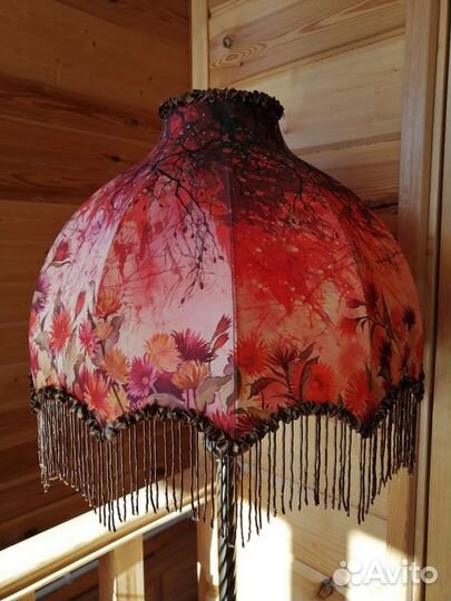 Торшер напольный ручной работы, роспись по шелку