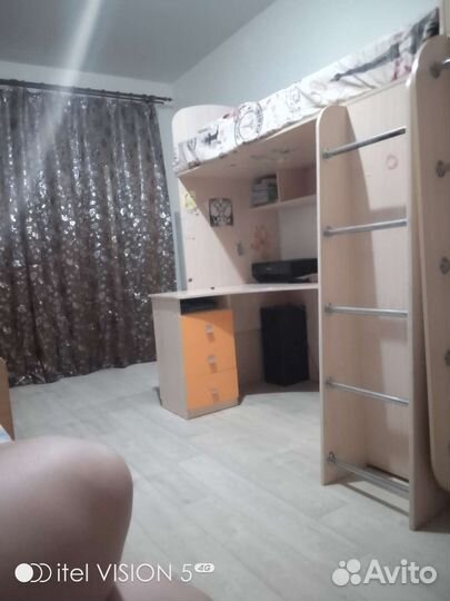 Кровать чердак с рабочем местом и шкафом