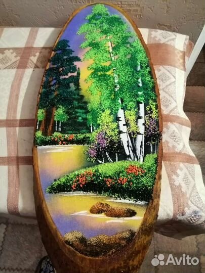 Панно на срезе дерева