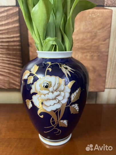 Ваза фарфор Wallendorf позолота гдр ретро винтаж