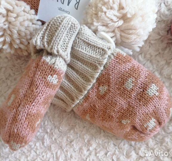 Комплект шапка и шарф для девочки 12-18 месяцев