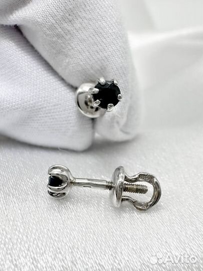 Золотые серьги-пусеты с сапфирами 585 / 1.18 гр