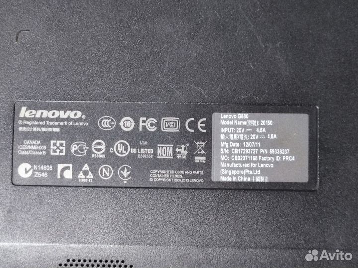 Ноутбук lenovo g580