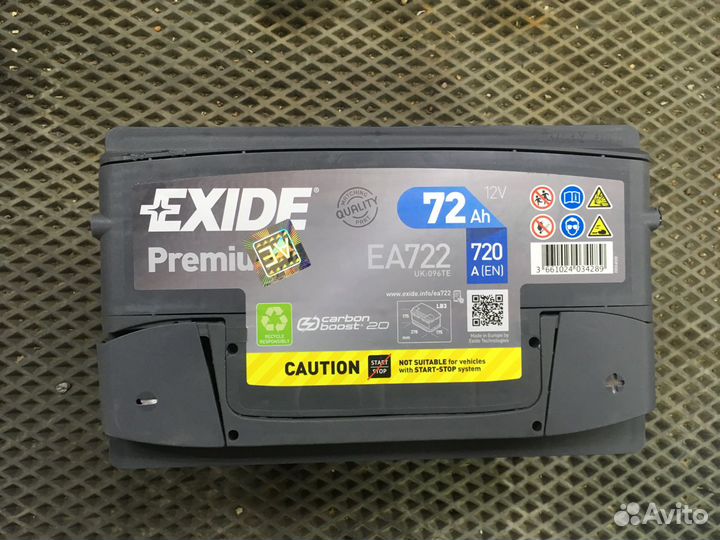 Аккумулятор 72Ач Exide Premium EA722 низкий