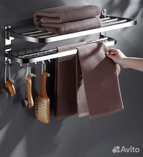 Полка, вешалка для полотенец для ванной