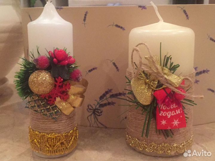 Свеча новогодняя,подарочная,ручная работа