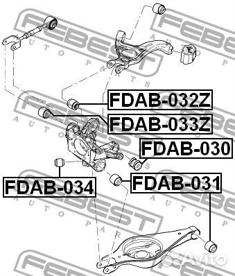 Сайлентблок задней цапфы febest fdab034 для а/м ford, hyundai, kia
