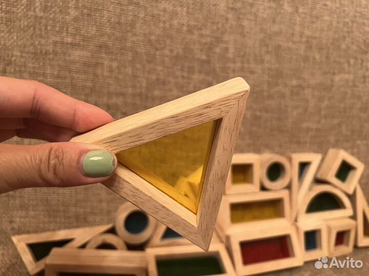 Развивающие деревянные игрушки блоки радужные