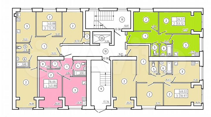 3-к. квартира, 78,9 м², 1/8 эт.