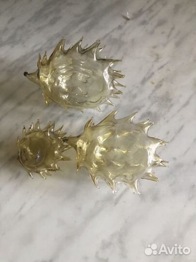 Стеклчннве фигурки ежиков Чехия Богемия